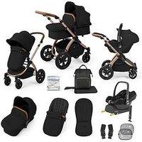 Ickle Bubba Stomp Luxe 12 Piece Travel System With Maxi Cosi Cabriofix I-Size Car Seat & Isofix Base - Bronze / Midnight / Tan