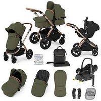 Ickle Bubba Stomp Luxe 12 Piece Travel System With Maxi Cosi Cabriofix I-Size Car Seat & Isofix Base - Bronze / Woodland / Tan