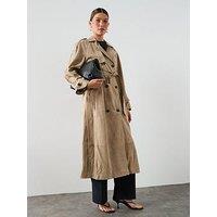 Allsaints Reed Suede Trench Coat - Brown