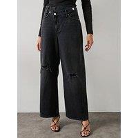 Allsaints Aki Crossover Waist Jeans - Black