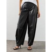 Allsaints Etta Barrel Leg Leather Trousers - Black
