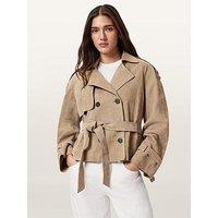 Allsaints Reed Cropped Suede Jacket - Brown