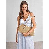 Katie Loxton Nova Raffia Small Shoulder Tote - Natural Raffia / Oyster - 22.5Cm X 36Cm X 14Cm