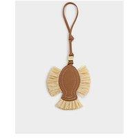 Katie Loxton Raffia Fish Bag Charm - Cognac / Raffia