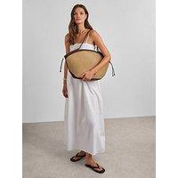 Katie Loxton Florence Tote Bag - Natural Raffia / Bitter Chocolate