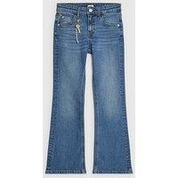 River Island Older Girls Flared Keyring Jeans - Blue