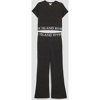 River Island Older Girls Waistband T-Shirt And Kickflare Leggings Set - Black