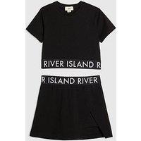 River Island Older Girls Waistband T-Shirt And Skort Set - Black