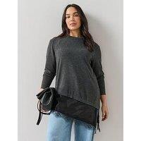 The Very Collection Curve Lace Trim Jumper - Dark Grey