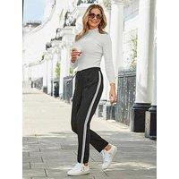 Sosandar Contrast Side Stripe Tapered Trousers - Black