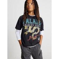 River Island Older Boys Oversized Palais Dragon T-Shirt - Black