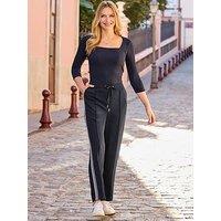 Sosandar Texture Square Neck Top - Navy Blue