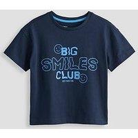 The Very Collection Boys Big Smiles Graphic Short Sleeve T-Shirt - Navy