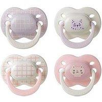 Tommee Tippee Ultimate Fit Soother, 0-6 Months, 4 Pack, Orthodontic Dummy, Pink