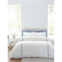 Bianca Camille Embroidered Floral 100% Cotton Duvet Set White / Blue