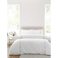 Bianca Camille Embroidered Floral 100% Cotton Duvet Set White / Pink