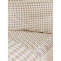 Catherine Lansfield Bamford Gingham Check Fitted Sheet Natural