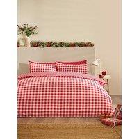 Catherine Lansfield Bamford Gingham Check Duvet Set Red
