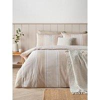 Catherine Lansfield Banded Stripe Duvet Set Natural