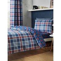 Catherine Lansfield Stars And Check Duvet Set Blue
