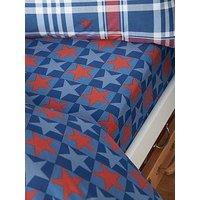Catherine Lansfield Stars And Check Fitted Sheet Blue