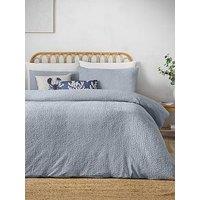 Catherine Lansfield Crinkle Seersucker Duvet Set Blue