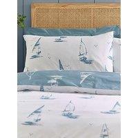 Catherine Lansfield Salcombe Boats Duvet Set Soft Blue