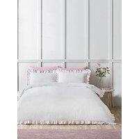 Catherine Lansfield So Soft Mono Frill Duvet Set White/Pink