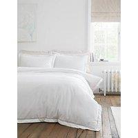 Bianca Oxford Lace Trim 100% Cotton Duvet Cover Set Natural