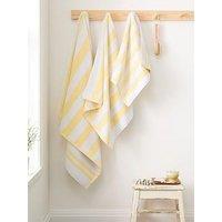 Bianca Reversible Stripe Jacquard 100% Cotton Hand Towel 50 X 90 Yellow
