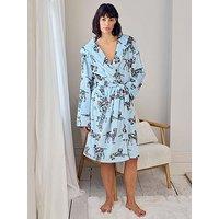 Chelsea Peers Fleece Dalmatian Dogs Print Dressing Gown - Blue