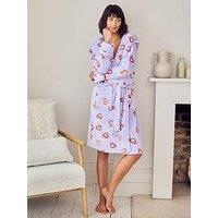 Chelsea Peers Fleece Shrimp Heart Print Dressing Gown - Lilac
