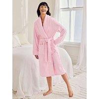 Chelsea Peers Cotton Towelling Embroidered Good Morning Dressing Gown - Pink