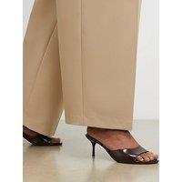 River Island Suedette Mule Heeled Sandal - Brown