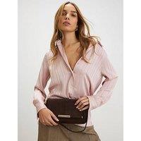 River Island Suedette Bar Front Clutch Bag - Brown