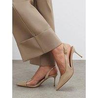River Island Beige Sliced Perspex Slingback Court Heels