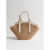 New Look Woven Trapeze Handbag - Stone