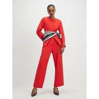 River Island Slim Straight Leg Trousers - Red