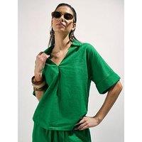 River Island Linen Blend Short Sleeve Shirt - Green