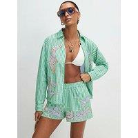 River Island Stripe Toucan Boutique Short - Green
