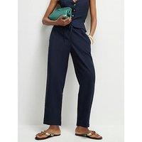 River Island Linen Co-Ord Tapered Trousers - Navy