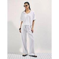 River Island White Linen Tapered Trousers Co-Ord