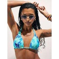 River Island Reversible Floral Print Bikini Top - Blue