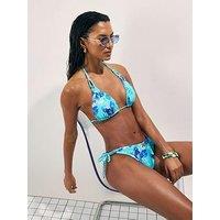 River Island Reversible Floral Print Bikini Bottoms - Blue