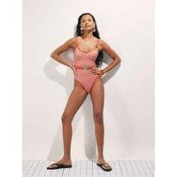 River Island Monogram Swimsuit - Orange