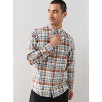 The Very Collection Pure Cotton Long Sleeve Oxford Checked Shirt - Brown