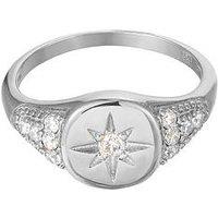 Seol + Gold Sterling Silver Cz Star Signet Ring