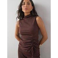The Very Collection Ruched Textured Co-Ord Top - Brown