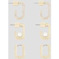 Allsaints Pearl & Pave Hoop Earring Set - Gold