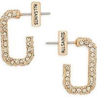 Allsaints Brass Pave Hex Rectangle Huggie Earrings - Gold